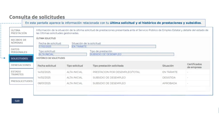 Listado de solicitudes de prestación registradas en el SEPE con su estado actual de tramitación Listado de solicitudes de prestación registradas en el SEPE con su estado actual de tramitación