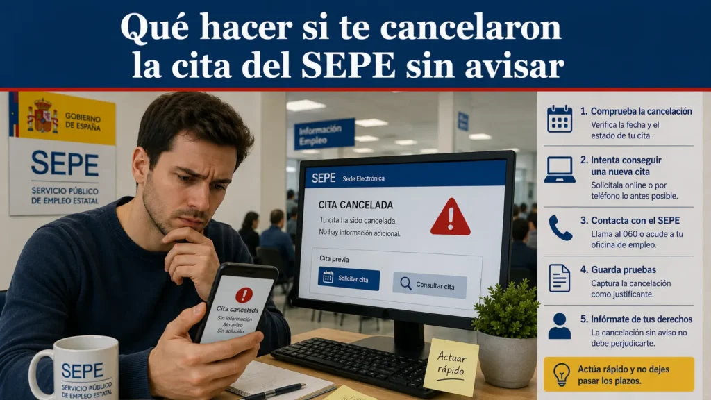 Qué hacer si te cancelaron la cita del SEPE sin avisar
