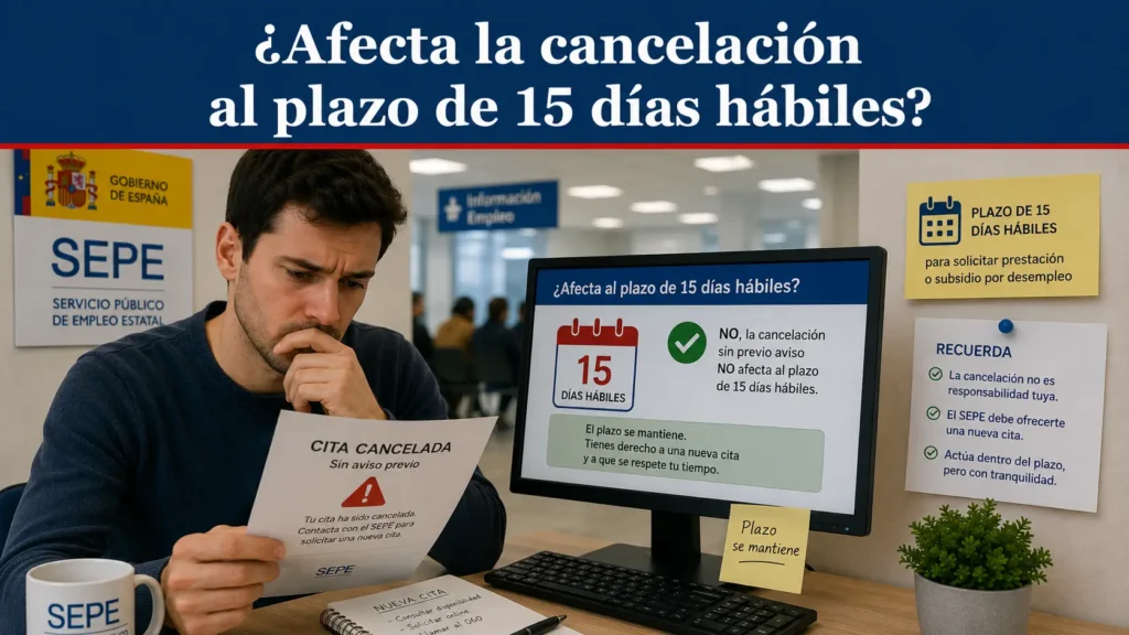¿Afecta la cancelación al plazo de 15 días hábiles?